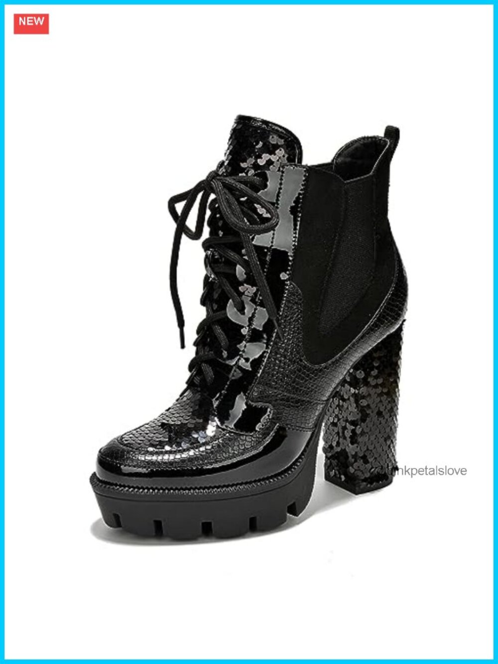 Rhinestone Cowboy Booties Western Ankle Boots Pointed Toe Block Heel Lace-Up